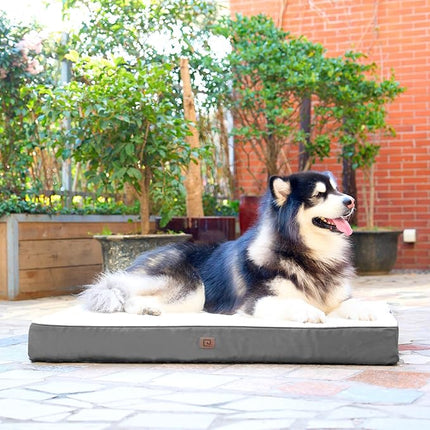 EHEYCIGA Orthopedic XXL Dog Beds for Jumbo Dogs with Removable Washable Cover for Crate, Beige, 47x29