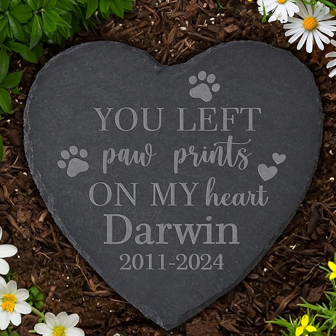 Personalized Pet Memorial Stone, Dog Memorial Gifts for Loss of Dog, Pet Loss Gifts, Pet Memorial, Loss of Dog Sympathy Gift, Dog Remembrance Gift, Pet Bereavement Gifts - Left Paw Prints on My Heart