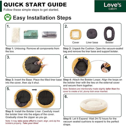 Love's cabin Donut Pet Bed Mat, 30in, Yellow, for Dogs, Soft, Durable, Anti-Slip, Water-Resistant, Washable