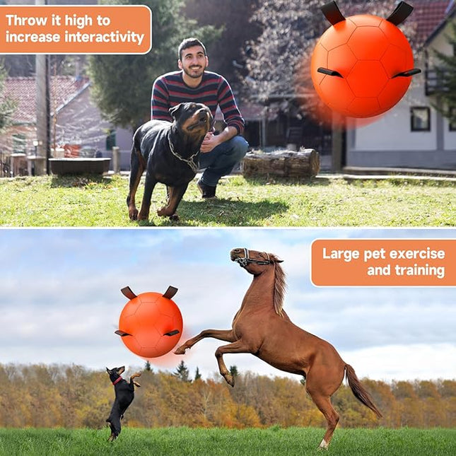 QDAN Herding Ball for Dogs, 25 inch Dog Balls with Straps, Giant Dog Toys Horse Toy, Dog Herding Ball for Australian Shepherd, Orange