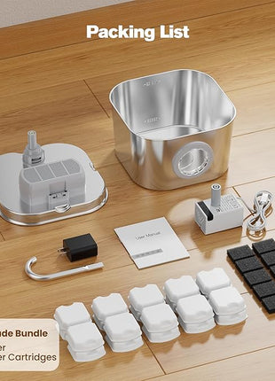 Cat Water Fountain with 10 Filters + 10 Sponges,Pet Fountains Cats Automatic Waterer Bowls for Drinking Small Dog Water Dispenser Indoor Metal Pets Water Faucet Bottle Kitty Watering Supplies