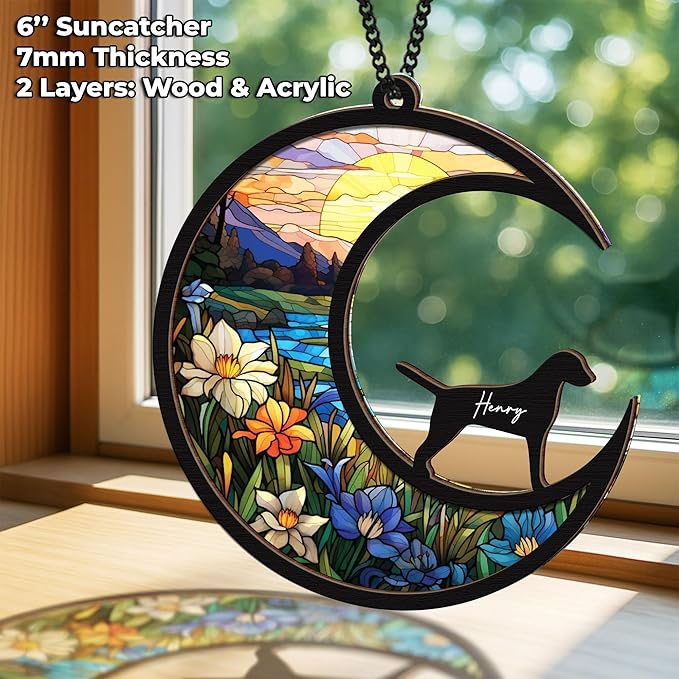 6'' Dalmatian Dog Memorial Suncatcher Personalized Name Dog Breed Pet Ornament Window Car Hanging Sympathy Gift for Loss of Pet Passed Away Remembrance Gift for Dog Lovers SCD-B11-6-15