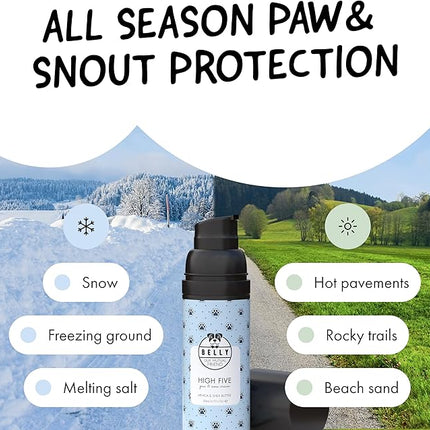 Belly Snout & Paw Cream for Dogs (1.7 oz) - 100% Natural Lick Safe Moisturizer, Soother & Protector for Cracked Paws, Snow & Salt - Fragrance Free - Elbows, Paws & Snout Soother for Dogs