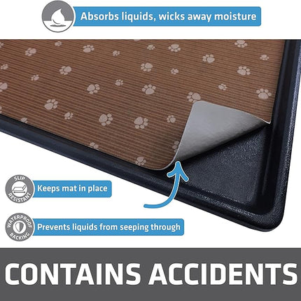 Drymate Dog Crate Mat Liner, Absorbs Urine, Waterproof, Non-Slip, Washable Puppy Pee Pad for Kennel Training - Use Under Pet Cage to Protect Floors, Thin Cut to Fit Design (USA Made) (Brown)(27"x42")