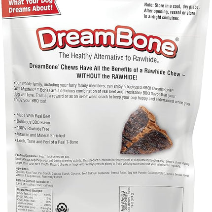 DreamBone Grill Masters T-Bones 8 Count, Small, Rawhide-Free Chews for Dogs