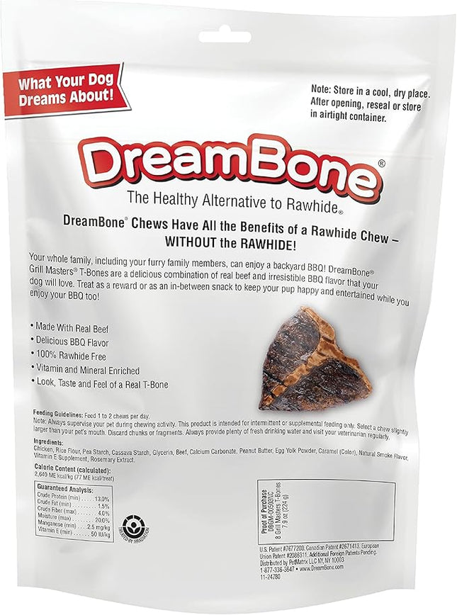 DreamBone Grill Masters T-Bones 8 Count, Small, Rawhide-Free Chews for Dogs