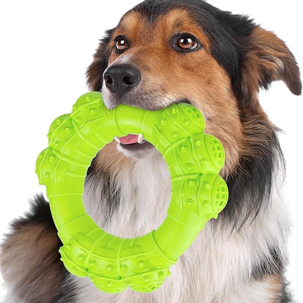 Indestructible Dog Chew Toys for Aggressive Chewers, Super Chewer Toys for Medium Large Dogs, Interactive Ring Toy, Heavy Duty Teething Toys