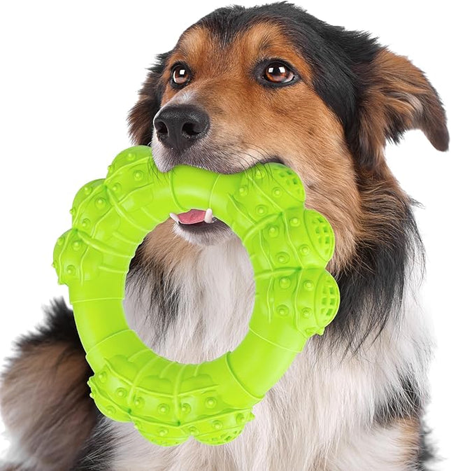 Indestructible Dog Chew Toys for Aggressive Chewers, Super Chewer Toys for Medium Large Dogs, Interactive Ring Toy, Heavy Duty Teething Toys