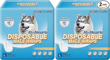 All-Absorb Male Dog Wrap, Large | 50 Count | Pack of 2