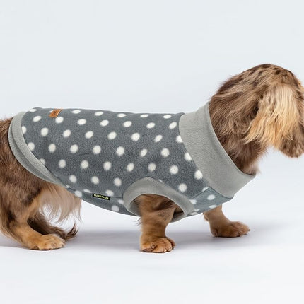 Fitwarm Polka Dot Dog Sweater - Cozy Winter Clothes for Small Dogs, Boy and Girl, Fleece Pullover Jacket, Light Grey and Dark Grey, White, Small