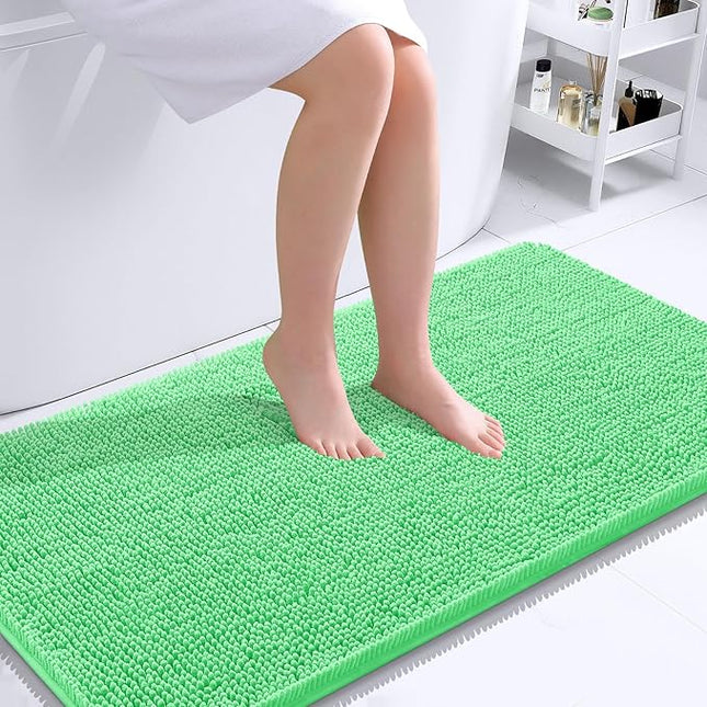 OLANLY Bathroom Rugs 44x24, Extra Soft Absorbent Chenille Bath Rugs, Rubber Backing Quick Dry, Machine Washable Bath Mats for Bathroom Floor, Tub and Shower, Home Decor Accessories, Mint Green