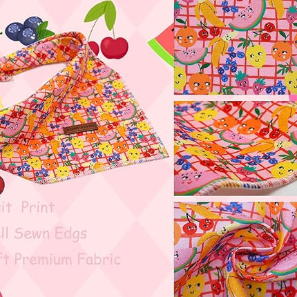 Little Tail 's Elegant Fruit Print Dog Bandana, Adjustable Birth DAY Bib Scarf - Summer Theme for Medium/Large Dogs