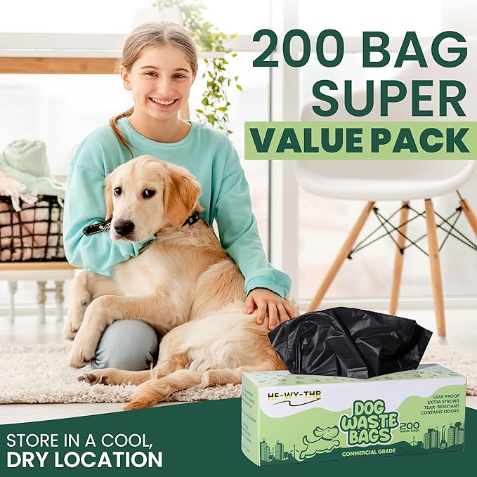 Dog Waste Bags 200 Count - Thick, Plastic, Leakproof, and Tear ResistantReplacement Dog Poop Bags Rolls for Outdoor HOA and state parks