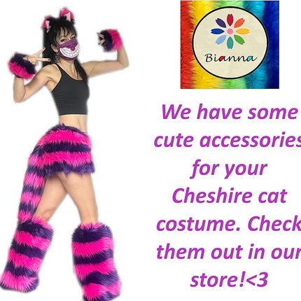 Bianna Creations Long Faux Fur Animal Luxury Tail, Cosplay, Anime Lover, Costume Dress Up Pet Play Furry Super Soft Accessory (Cheshire Cat, 30")