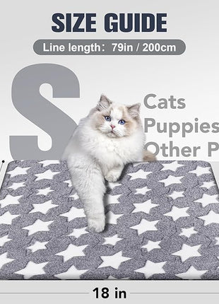 Cat Heating Pad, Waterproof Pet Heating Pad for Cats Dog Indoor, 11 Adjustable Temperature Cat Warming Bed Mat with Timer, Indoor Heated Bed with Chew Resistant Cord (S: 18'' L X 18W '')