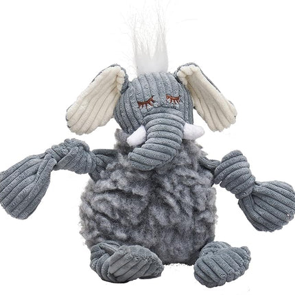 HuggleHounds Knottie Plush Dog Toy - Dog Stuffed Animal Toy, Puppy Toys, Squeaky Dog Toy for Small, Medium & Large Dogs, Soft Fleece, Durable Plush to Keep Them Busy - Ellamae Elephant, Small