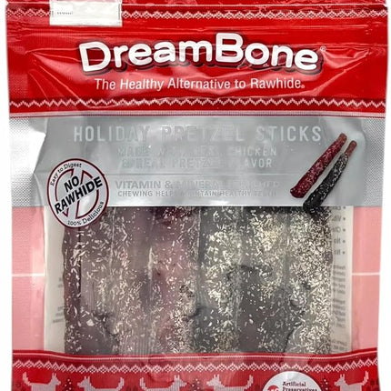 DreamBone Holiday Pretzel Sticks, 6 Count, Rawhide-Free Chews for Dogs