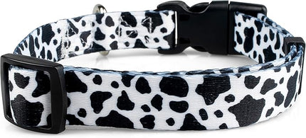 Limeloot Cow Print Dog Collar, Animal Themed Dog Collar for Male and Female Dogs, Large