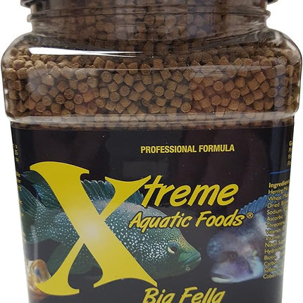 Xtreme Big Fella 3.0mm Pellets: Professional Nutrition for Medium to Large Cichlid/Community Fish - Boost Immune & Digestive Health, Color & Energy, Max Protein Fish Food – USA Farm Grown (20oz)
