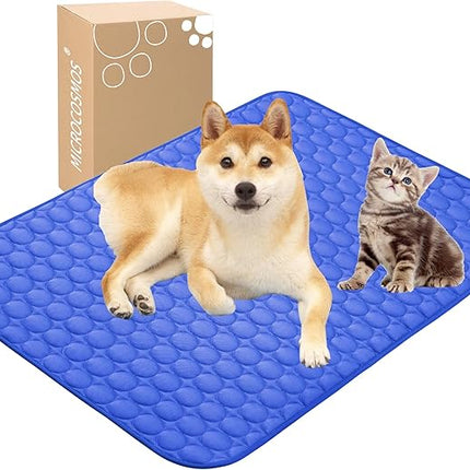 MICROCOSMOS Summer Cooling Mat & Sleeping Pad- Water Absorption Top, Materials Safe, Easy Carry, EZ Clean. Keep Cooling for Pets, Kids and Adults.(Dark Blue, 40" x 28")