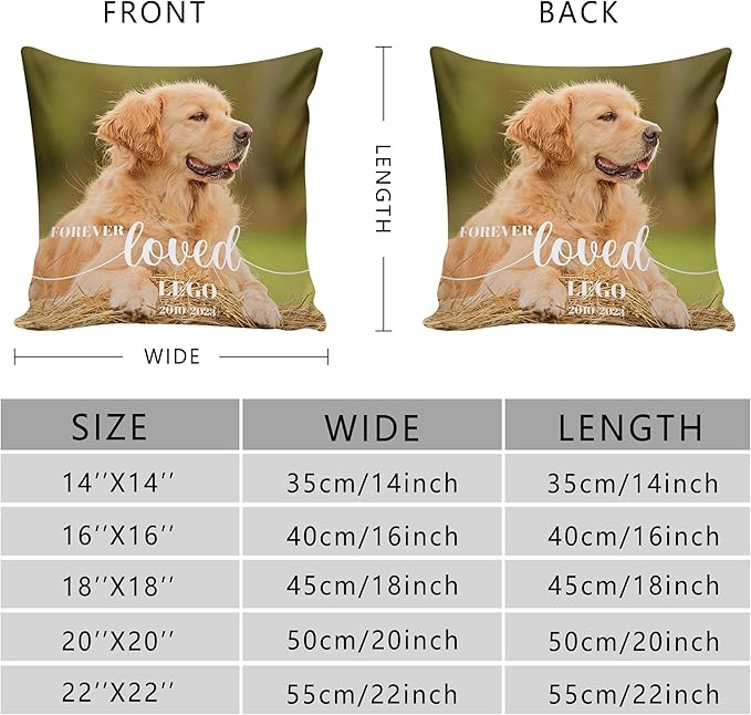 Funny DIY Personalized Dog Memorial Throw Pillows with Pictures Name, Custom Pet Memorial Gifts for Loss of Dogs, Dog Cat Memorial Pillow, Customized Bereavement Sympathy Gifts for Pet Lover