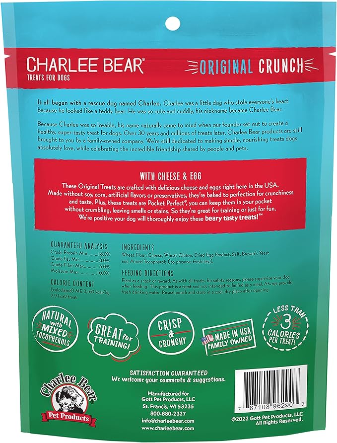 Charlee Bear Original Dog Treats, Cheese and Egg, 16 oz (Pack of 2)