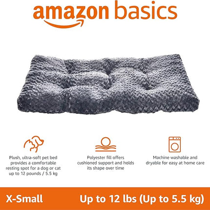 Amazon Basics Cat and Dog Bed and Crate Pad, Machine Washable, Indoor, 23 x 18 x 2.5 inches, Gray