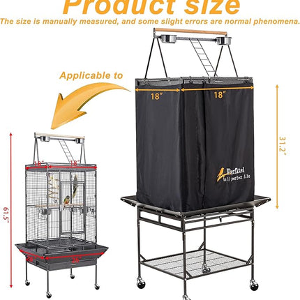 Bird Cage Cover(Black) Good Night Birdcage Cover Black-Out Birdcage Cover Durable Breathable Washable Material… (61 inch)