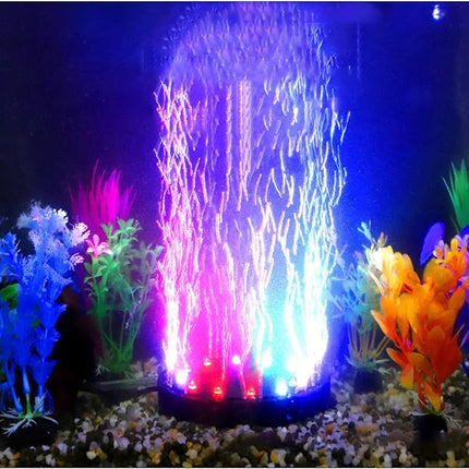 4.92 inch 12 LEDs Fish Tank Light, Bubbler Stone, LED Aquarium Lights, Air Stone Disk, Submersible Fish Tank Aquarium Decorations Accessories, Underwater Round Small Bubbles Lamp for air Pump