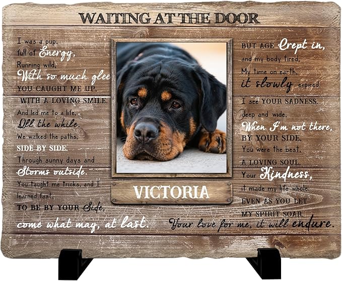 Personalized Pet Memorial Stone, Custom Dog Memorial Gifts for Loss of Dog with Photo Name Date, Dog Remembrance Gift, Loss of Dog Sympathy Gift for Dog Cat Lovers (Quote 14)