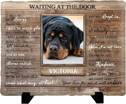 Personalized Pet Memorial Stone, Custom Dog Memorial Gifts for Loss of Dog with Photo Name Date, Dog Remembrance Gift, Loss of Dog Sympathy Gift for Dog Cat Lovers (Quote 14)