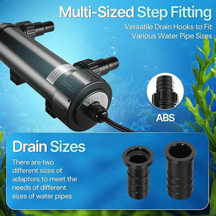 Flexzion Pond UV Lights for Outdoor Ponds - 9W Small Light, 2113-Gal Capacity, 1500L/H UV Pond Clarifier for Outdoor Ponds, Clears Water in Days (CUV-109A)