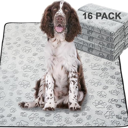 Qeils Reusable Puppy Pads, 16 Pack Washable Pee Pads for Dogs, Non Slip Wee Wee pad, Absorbent and Leakproof Training Mats for Potty, Crate, Playpen, Bed, Sofa, 48"x 30"