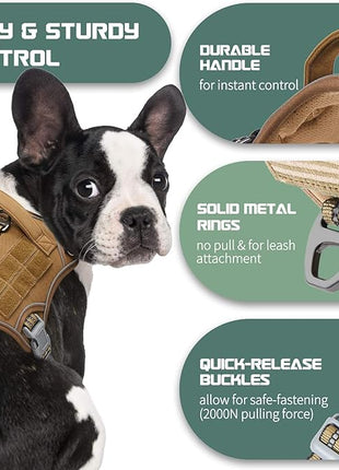 BUMBIN Tactical Dog Harness for Medium Dogs No Pull, Famous TIK Tok No Pull Dog Harness, Fit Smart Reflective Pet Walking Harness for Training, Adjustable Dog Vest Harness with Handle Brown M
