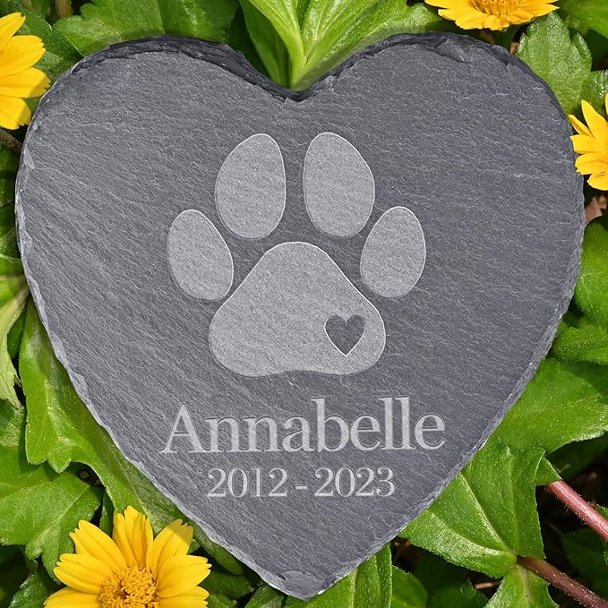 Pet Memorial Stones, Gifts Personalized, Loss of Dog Sympathy Gifts, Bereavement for Pet, Grave Headstone, Design H, 6''x6''/15x15cm