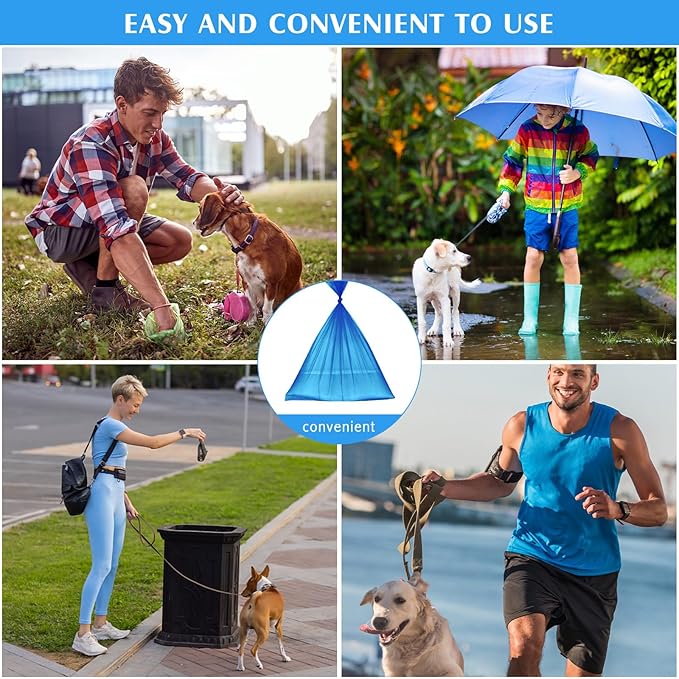 Harloon 6000 Counts Dog Poop Waste Bags 30 Rolls Extra Thick Strong Leak PET Proof Bags Disposable Bulk Universal Doggy Roll Waste Box for Puppy Outdoor Walking Travel(Bule,12 x 8 Inches)