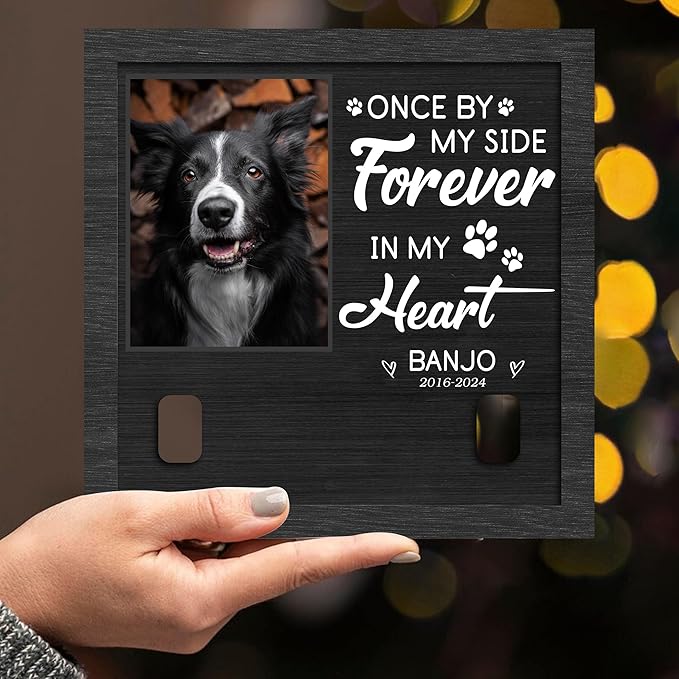 Nazenti Personalized Dog Memorial Picture Frame, Custom Sympathy Gifts for Loss of Dog, Pet Loss Gift, Pet Memorial Frame with Collar Holder, Cat Condolences Gift, Dogs Sign Bereavement Gifts