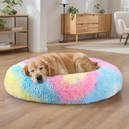 Dog Beds Large Sized Dog and Cats, 32in Pet Beds for Large Pet, Washable Indestructible Extra Large Dog Bed (Rainbow)