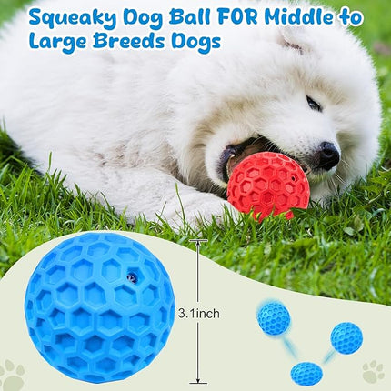 Squeaky Dog Toys for Aggressive Chewers, Indestructible Dog Balls for Aggressive Chewers, Squeaky Balls for Dogs, Interactive Toys for Large Dogs, Funny Heavy Duty Ball