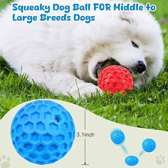 Squeaky Dog Toys for Aggressive Chewers, Indestructible Dog Balls for Aggressive Chewers, Squeaky Balls for Dogs, Interactive Toys for Large Dogs, Funny Heavy Duty Ball