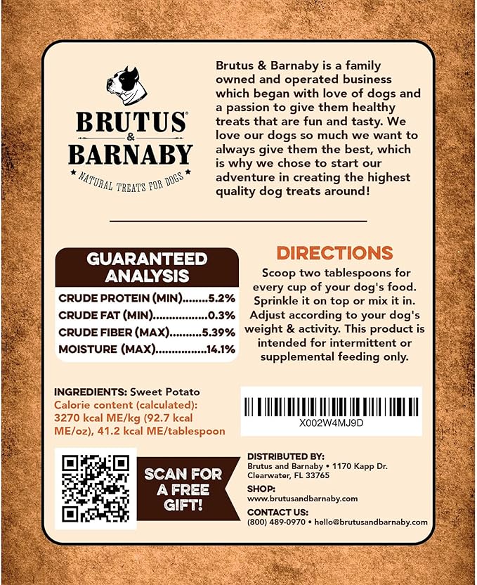 BRUTUS & BARNABY Dog Food Toppers for Picky Eaters - Natural, Sweet Potato Kibble Toppers, Packed with Nutrient Dogs Love