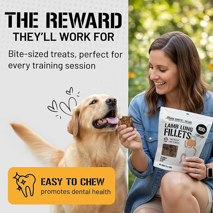 Dog Chits Lamb Lung Fillets Dog and Puppy Treats - Low Fat, High Protein Single Ingredient Dog Treat - Easy to Break Slices - Great for Training - Made in USA, Large 10 oz. Bag