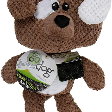 goDog Checkers Dog Squeaky Plush Dog Toy, Chew Guard Technology - Brown, Large