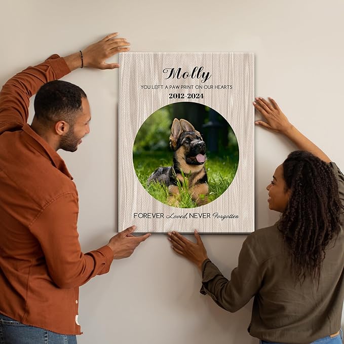 Personalized Pet Memorial Gifts for Dogs Customized Gifts for Dogs Cats Custom Loss of Pet Sympathy Gift Canvas Dog Loss Gift Canvas with Picture Name