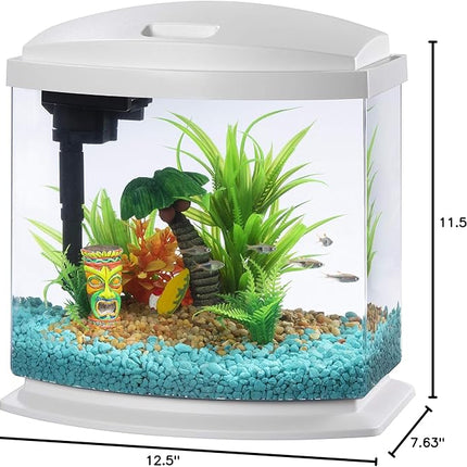 Aqueon LED MiniBow Aquarium Kit with SmartClean Technology, White, 2.5 Gallon