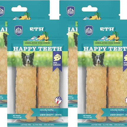 Himalayan Dog Chew Happy Teeth Yak Cheese Dog Chews Dental Chews, 100% Natural, Long Lasting, Gluten Free, Healthy & Safe Dog Treats for Oral Health, Lactose & Grain Free, Protein Rich, 2 Chews