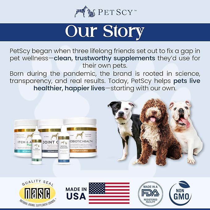 Petscy - Calming Chews for Dogs, Natural Dog Calming Chews with GABA and Lemon Balm for Stress & Anxiety Relief, Bite Sized Dog Anxiety Chews, Calming Dog Treats, 120g