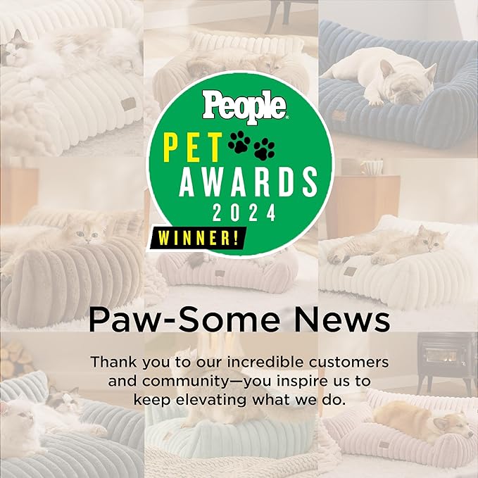 Bedsure Cute Cat Couch for Pets - Fluffy Cat beds with Premium Soft Corduroy Fleece, Fuzzy Cats beds for Indoor Cats with Removable Washable Cover, Supportive Pet Sofa, 24inch, Cream