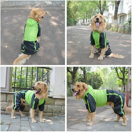 Lovelonglong Dog Hooded Raincoat, Small Dog Rain Jacket Poncho Waterproof Clothes with Hood Breathable 4 Feet Four Legs Rain Coats for Small Medium Large Pet Dogs Green S