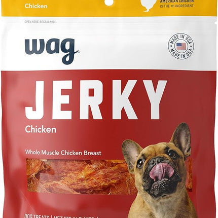 Amazon Brand – Wag Chewy Whole Muscle American Jerky Dog Treats – Chicken